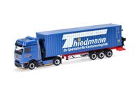 Herpa vrachtwagen model Mercedes-Benz Actros L ProCabin Bigspace container-zijlader "Thiedmann", schaal 1:87, voor diorama, modelbouw, verzamelobject, Made in Germany, kunststof