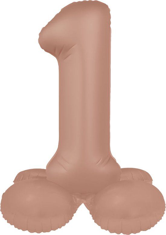 Folat Staande folieballon Cijfer 1 Vintage Rose - 72 cm