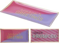 Home & Styling Bord glas 10x21cm met tekst roze/paars