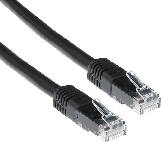 ACT Zwarte 20 meter U/UTP CAT6 patchkabel met RJ45 connectoren IB8920