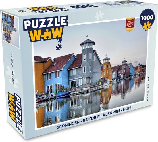 MuchoWow Puzzel Groningen - Reitdiep - Kleuren - Huis - Legpuzzel - Puzzel 1000 stukjes volwassenen