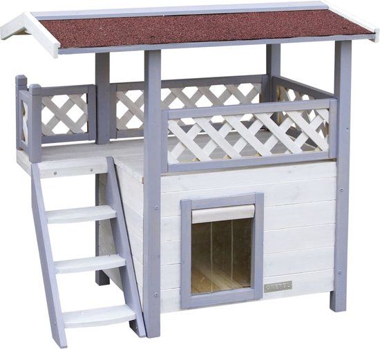 Kerbl Kattenhuis - Lodge - Ontario - Lichtgrijs - 77x50x73 cm - Hout