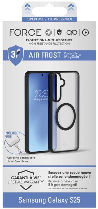 Force Case, Hoesje geschikt voor Samsung Galaxy S25 - Versterkt 3m MagSafe, Transparant