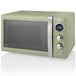 Swan Retro SM22030GNEU Digitale magnetron, 20 l, 5 standen, ontdooifunctie, timer 60 minuten, spiegeldeur, draaiplateau 27 cm, vintage design, groen, 800 W