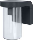 Osram buitenwandlamp E27 helder glas, modern design aluminium in donkergrijs, IP44 bescherming, schokbestendig IK03, wandlamp voor terras en balkon