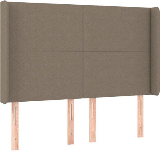 vidaXL Hoofdbord met randen 147x16x118/128 cm stof taupe
