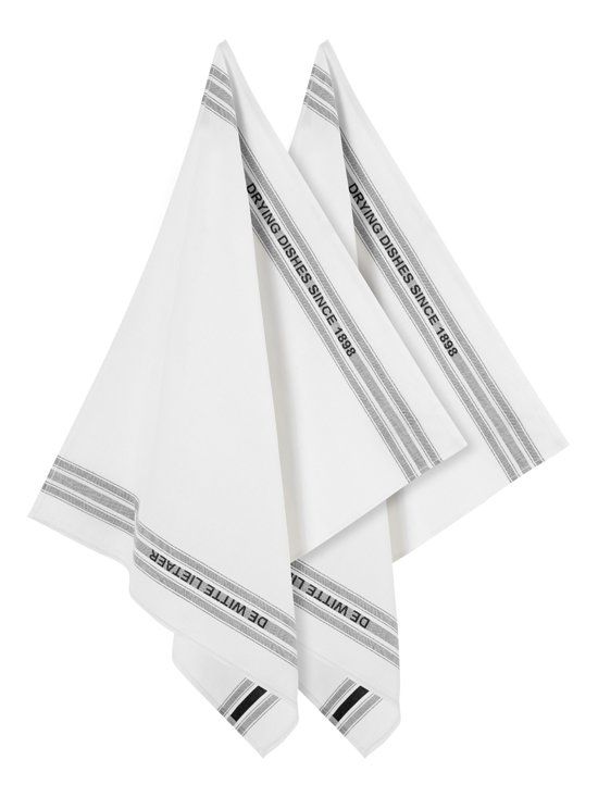 De Witte Lietaer Thee- en keukendoek 65 X 70 .off-white-black-5598.2/65x70 - zwart