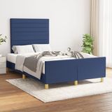 vidaXL Bedframe zonder matras, stof, blauw, 120x190 cm
