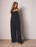 Next Dames Cami Jumpsuit Blauw Lyocell Mouwloos Off Shoulder Zijzakken Trekkoord Regular Fit Navy Blue Effen Casual