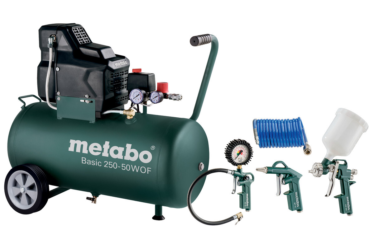 Metabo Basic 250-50 W OF Set Compressor + LPZ 4 toebehorenset - 1500W - 8 bar - 50L - 100 l/min
