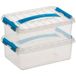 Sunware 2x Q-Line Storage Box - 4 Liter - 30 x 20 x 10 cm - Plastic - Transparent/Blue