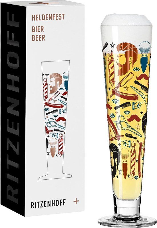 Bierglas 330 ml - Heldenfest #11 Barber - Meerkleurig
