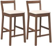 vidaXL Barkrukken met kussens 2 stuks bruin massief hout rubber