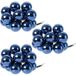 Decoris 30x Mini glazen kerstballen kerststekers/instekertjes donkerblauw 2.5 cm