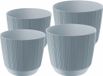 Prosperplast Carf Stripe plantenpotten - steengrijs - 4 stuks - kunststof - Ø 15 en 19 cm
