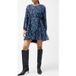 French Connection Anna Emina Chiffon Robe Bleu Marine Multi
