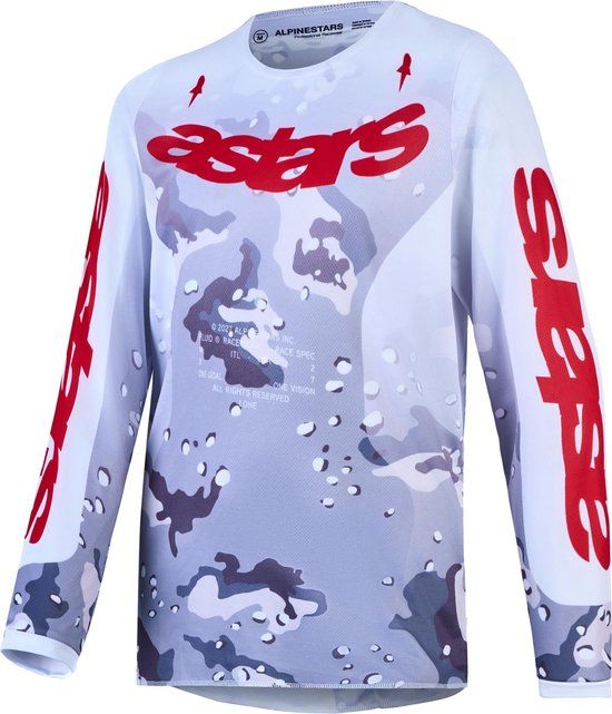 Alpinestars Fluid Lone Jeugd motocrosstrui - Grijs/wit/rood - M