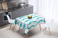 Bonamaison Tafelkleed, Anti-Mold, Sneldrogend, Waterdicht, 100% Polyester Tafellaken, Turkoois, wit, 140 x 140 Cm