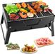 Unyqoos® Gril de table pliable et portable au charbon de bois pour usage extérieur et intérieur