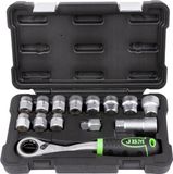ESTUCHE SMARTI Doordraaiende Dopset 13-27mm, 14-delig, 1/2" Aandrijving