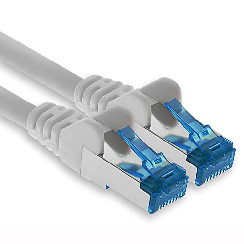 1aTTack.de Patchkabel – 2m Ethernet-, netwerk-, LAN-kabel CAT6a (voor Gigabit-netwerken, routers, switches, modems met RJ45-ingang – wit)