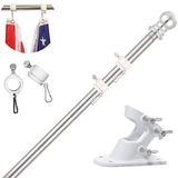 Ibenzoa® Vlaggenmast van aluminium met verstelbare lengte en roestvrijstalen houder, 150 cm set