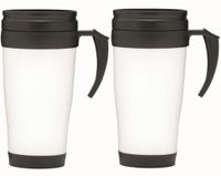 Inspirion Gmbh Thermosbeker/warmhoudbeker Koffie To Go - 2x - blanc/noir - 400 ml