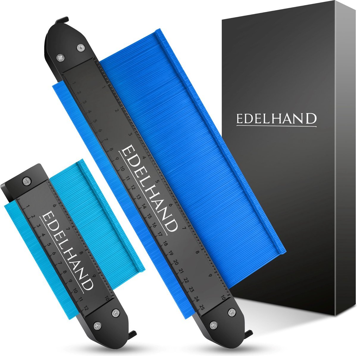 EDELHAND EDELHAND© Contourmal groot met houder in praktische set van 2 - contrameter als duplicaatmeter met extra diepte - ambachtelijk gereedschap gadget als cadeau voor man en vader