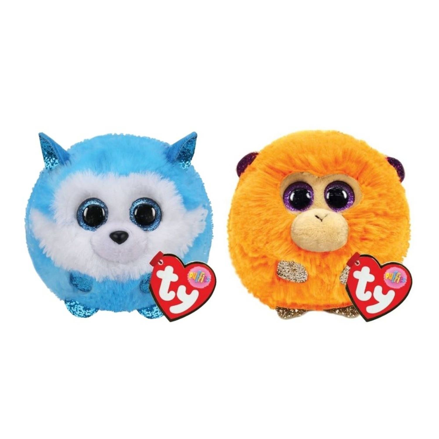 TY - Knuffel - Teeny Puffies - Prince Husky & Coconut Monkey - Meerkleurig