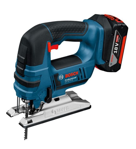 Bosch GST 18 V-LI B Cordless Jigsaw - 18V - 4Ah - 12cm Cutting Depth - Black/Blue