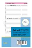 BIND B570227 Inlegger voor weekkalender, A7, tijdschakelaar voor jaar 2027, 1 week / 2 pagina's, agenda met systeem, kalender voor bind-systeemplanner en standaard kalender