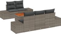 vidaXL Tuinbank Set 6-delig Grijs Polyrattan