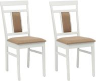 vidaXL Eetkamerstoel 2 stuks Massief Rubberhout Wit en Bruin