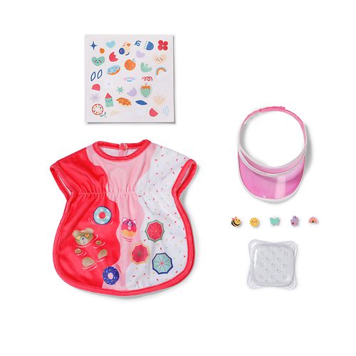 Zapf BABY born poppen strandoutfit multicolor met zonnebescherming.