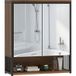 Armoire de toilette suspendue pour salle de bain, meuble de salle de bain en MDF, panneau de particules, marron