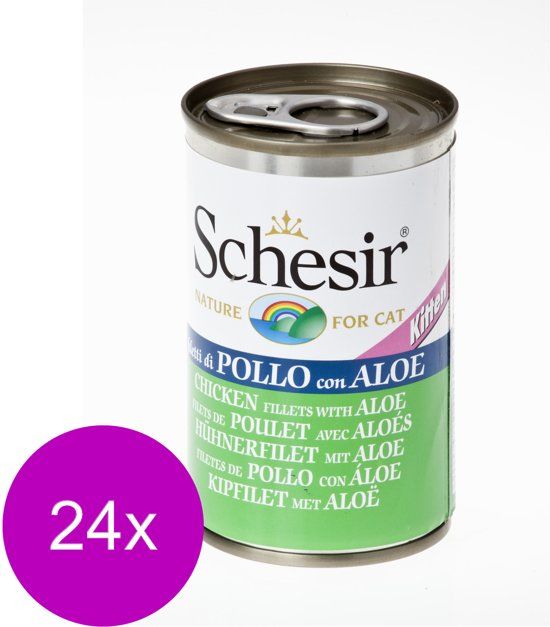 Schesir Kat Blik Kitten Gelei Kip&Aloë Vera - Kattenvoer - 24 x 140 g