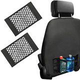 Bakaji Set van 2 opbergzakken voor rugleuning, autostoel, afmeting 40 x 25 cm, net, elastisch, flexibel, organizer van polypropyleen, eenvoudige installatie, met klittenbandsluiting, kleur: zwart