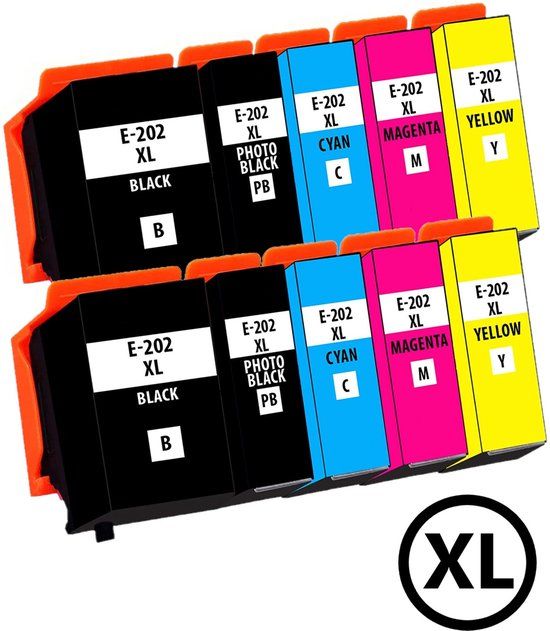 InktDL Compatible inkt cartridges voor Epson 202 / 202XL | Multipack van 10 cartridges voor Expression Premium XP-6000, XP-6005, XP-6100 en XP-6105