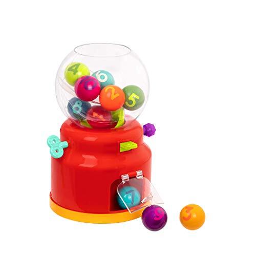 Battat BT2674Z Bal dispenser voor kinderen, automatische mini-dispenser, 10 kleurrijke genummerde ballen, voor peuters, vanaf 18 maanden