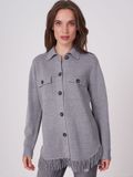 REPEAT cashmere Merinowol Vest met franjezoom