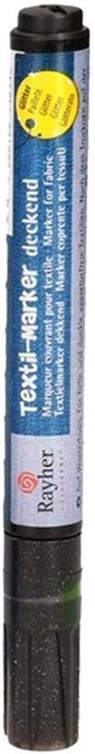 Rayher Hobby Zwarte glitter textielstift - 8718758867616