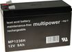 Powery Batterie au plomb MP1236H pour UPS APC Back-UPS BK350EI 9Ah 12V