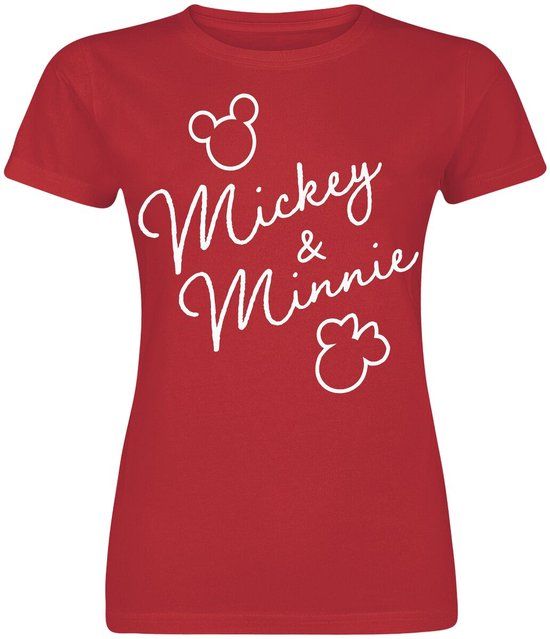 Mickey & Minnie Mouse Mickey Mouse Mickey & Minnie Classic Signatures Dames T-shirt - rood - M