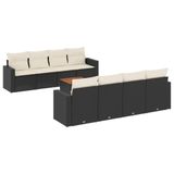 vidaXL 9-delige Loungeset met kussens, polyrattan, zwart