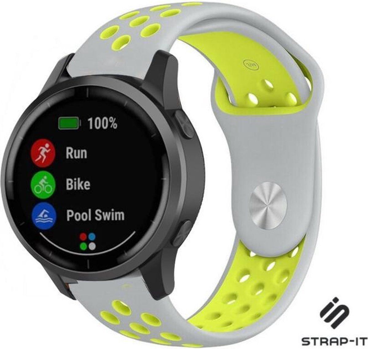 Strap-it Garmin Vivoactive 4 sport band - 45mm - grijs/geel