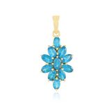Cavill - Luxe Hanger 925 Sterling Zilver - 18K Goud Verguld - Neon Blauwe Apatiet 2.26 ct - Ovaal Slijpsel - Prong Zetting - Braziliaanse Edelsteen