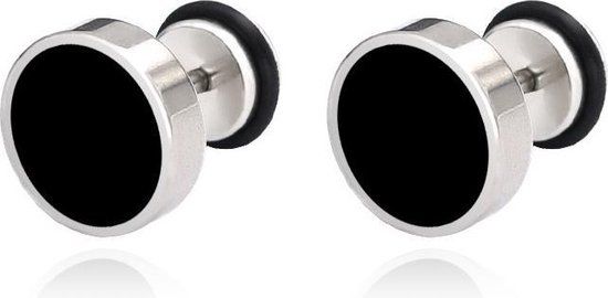 Mendes heren oorbellen Titanium Zwart Zilverkleurig