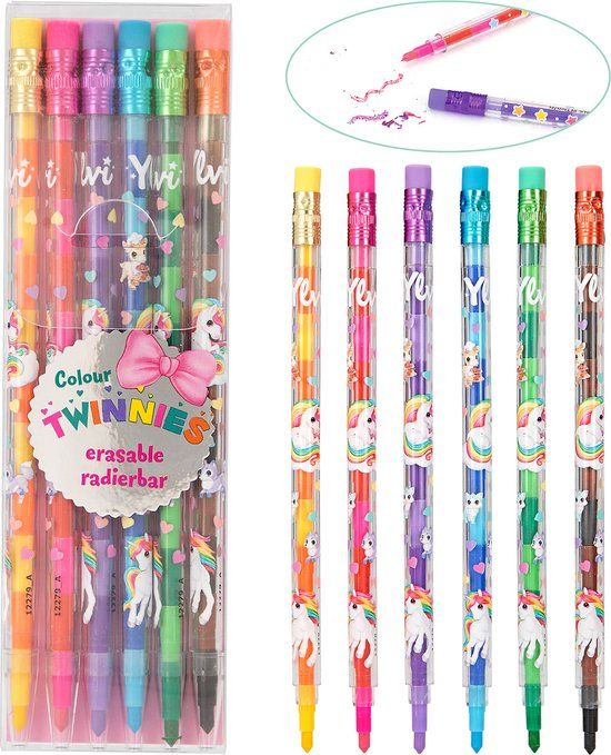 Depesche Ylvi Colour Twinnies kleurpotloden met 2 kleuren en gum, 6 stuks