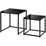 Icecat 2 tables basses carrées modernes en acier noir et verre trempé