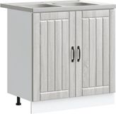 vidaXL Lucca Waskompkast - 2-deurs - Grijs Sonoma Bewerkt Hout